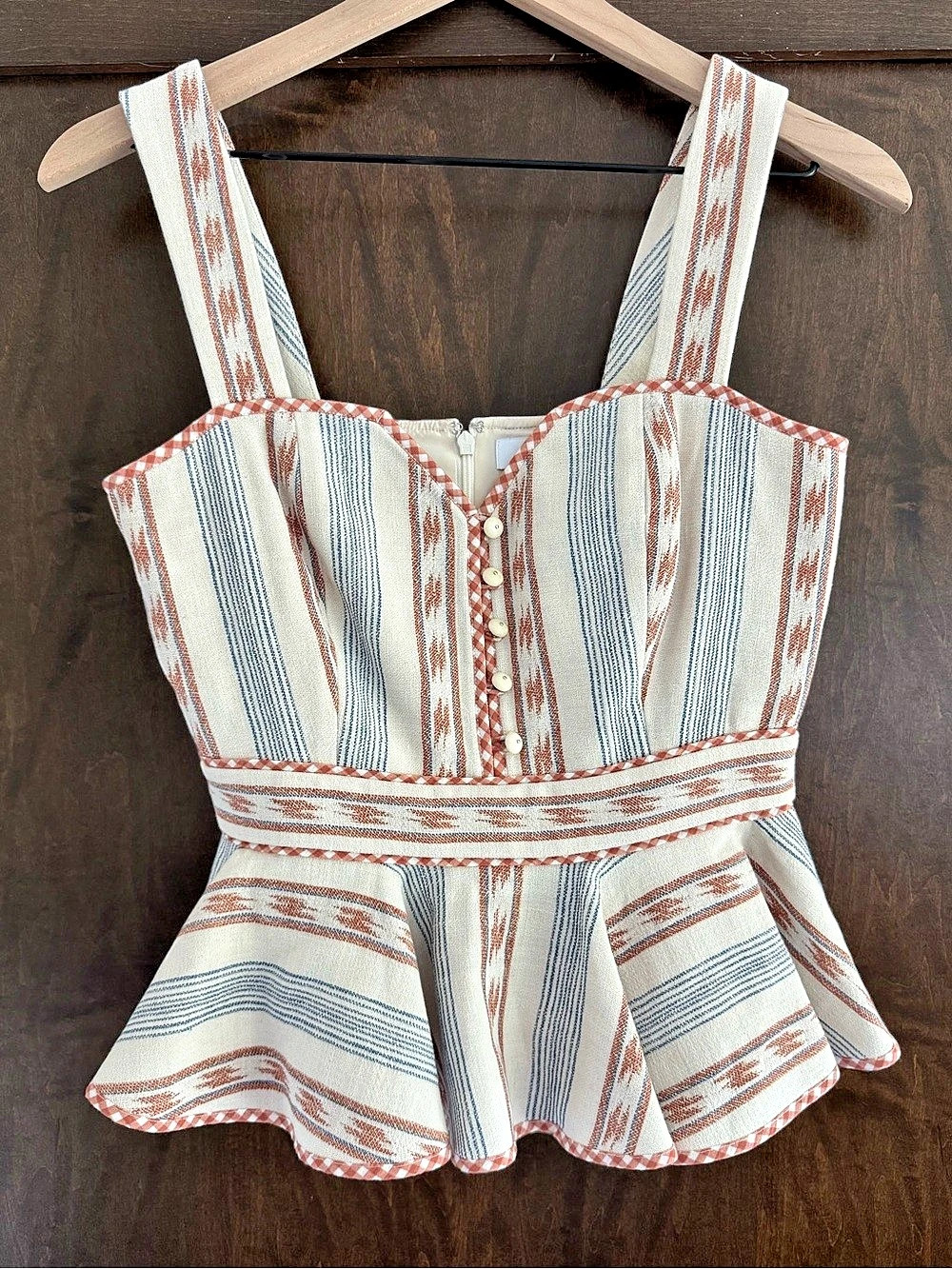 HUNTER BELL Heath Top Oasis Stripe Peplum Top NWT 4